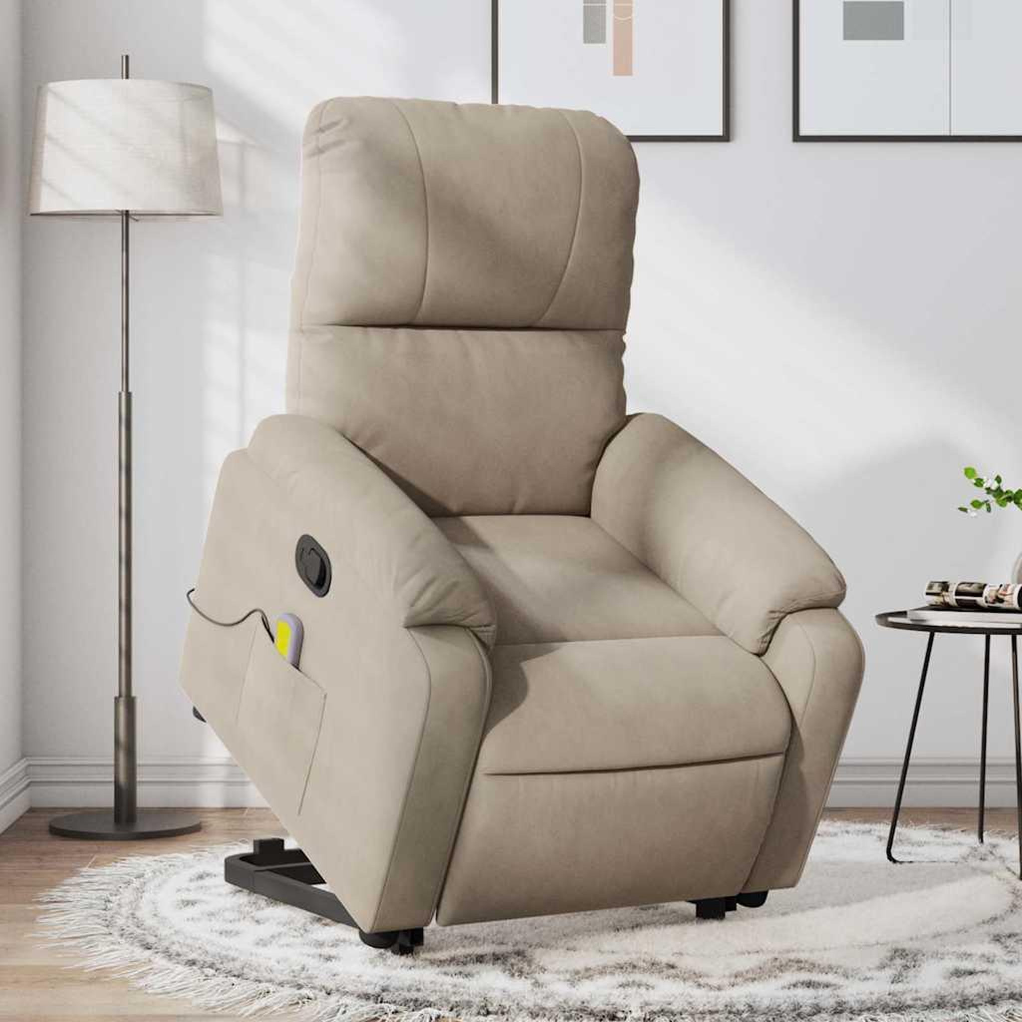VIDAXL Fauteuil inclinable de massage taupe tissu microfibre