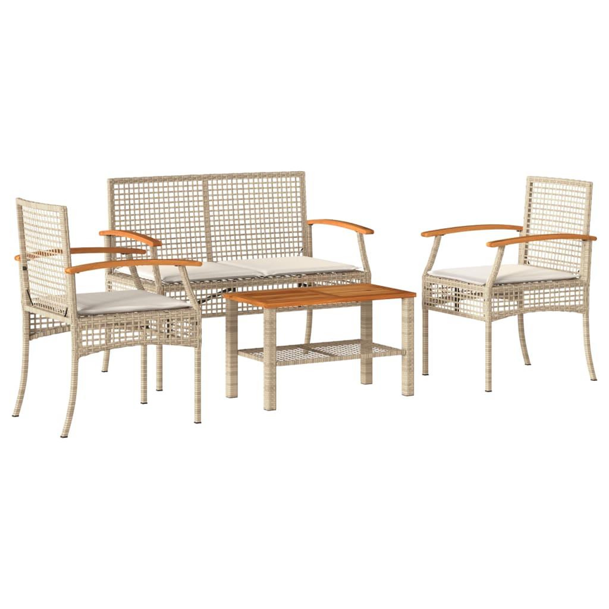 Voir la diapositive 2 : VIDAXL Salon de jardin avec coussins 4 pcs beige resine tressee