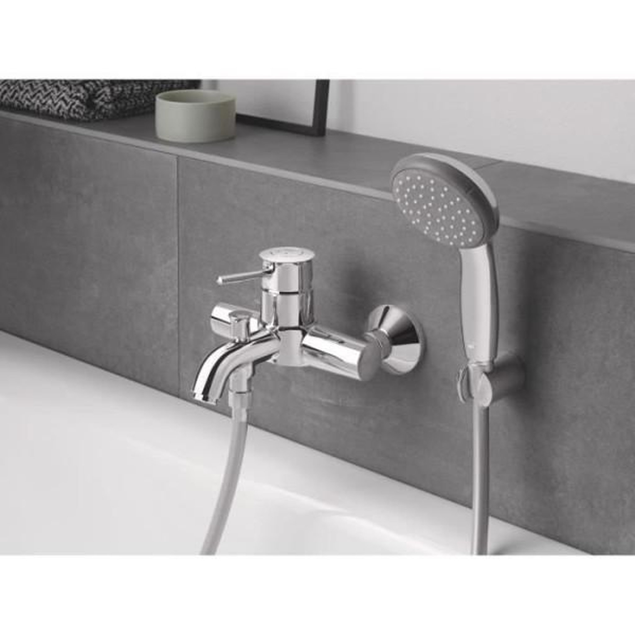 Voir la diapositive 5 : Grohe Mitigeur monocommande Bain / Douche mural GROHE - Finition Chromé - Profondeur 191 mm