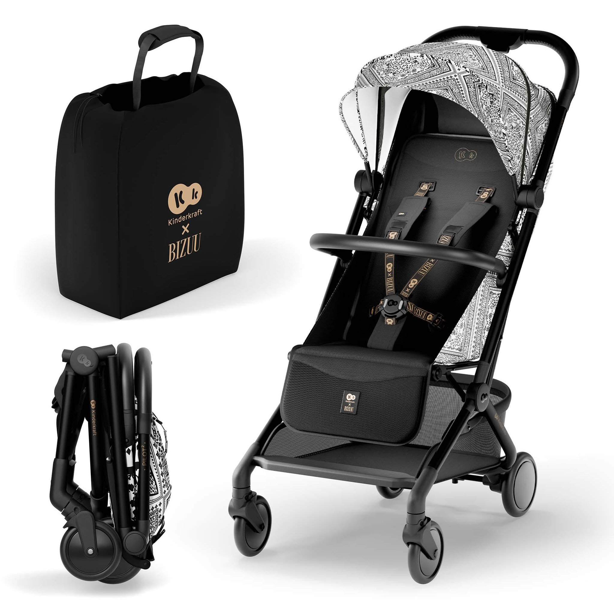 Voir la diapositive 2 : KINDERKRAFT Poussette compacte et facile à plier pour voyages et déplacements