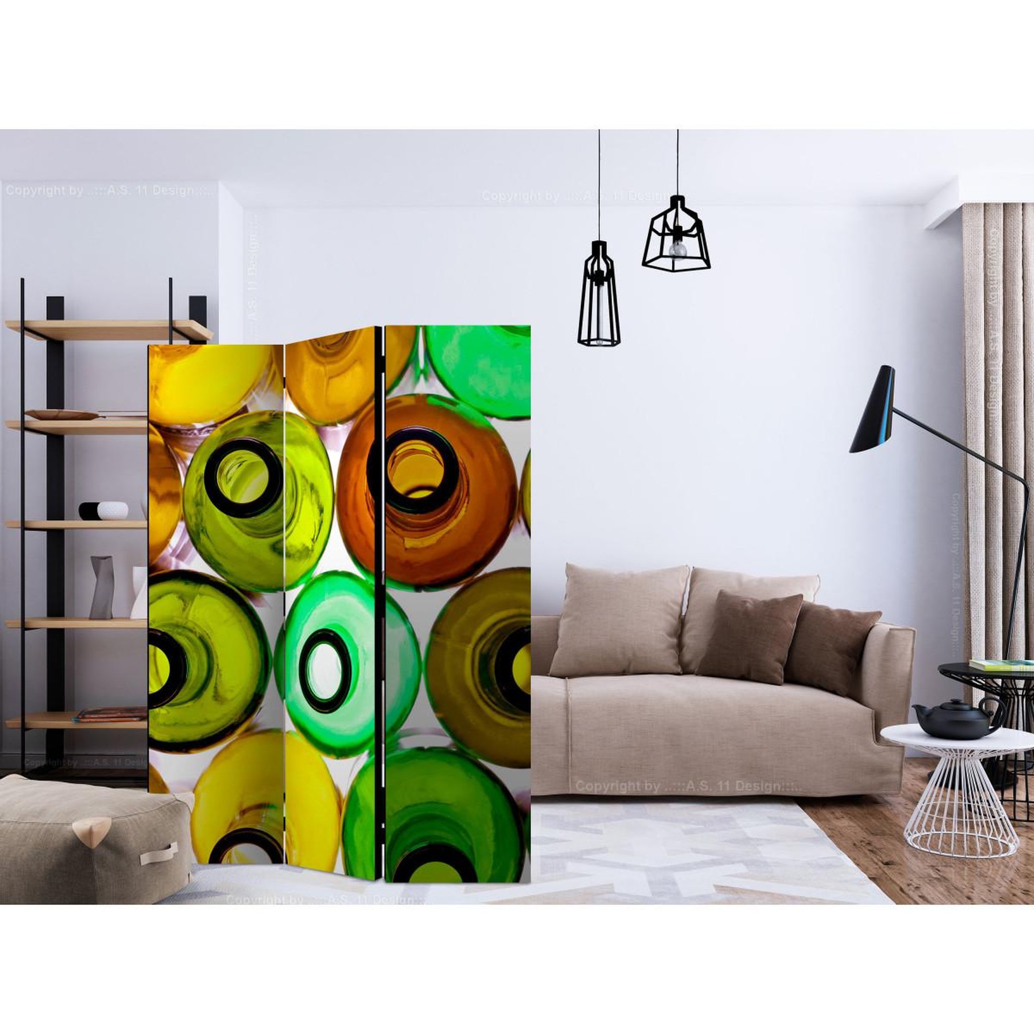 Voir la diapositive 2 : Paris Prix Paravent 3 volets  bottles background  135x172cm