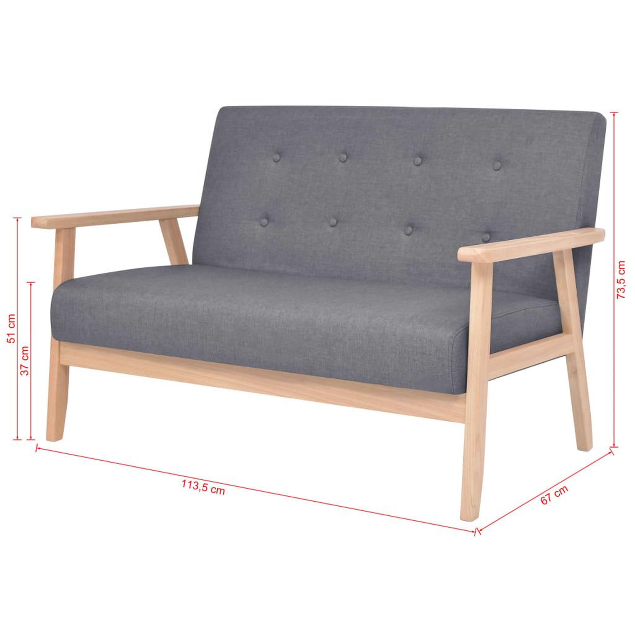 Voir la diapositive 6 : VIDAXL Ensemble de canapes 2 pcs Tissu Gris fonce