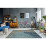 Voir la diapositive 2 : Paris Prix Tapis Vintage à Poils Courts  Blaze  Bleu