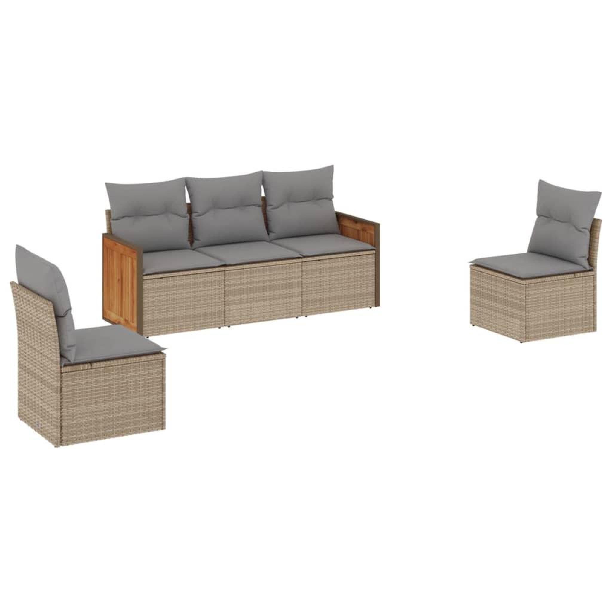 Voir la diapositive 2 : VIDAXL Salon de jardin avec coussins 5 pcs beige resine tressee