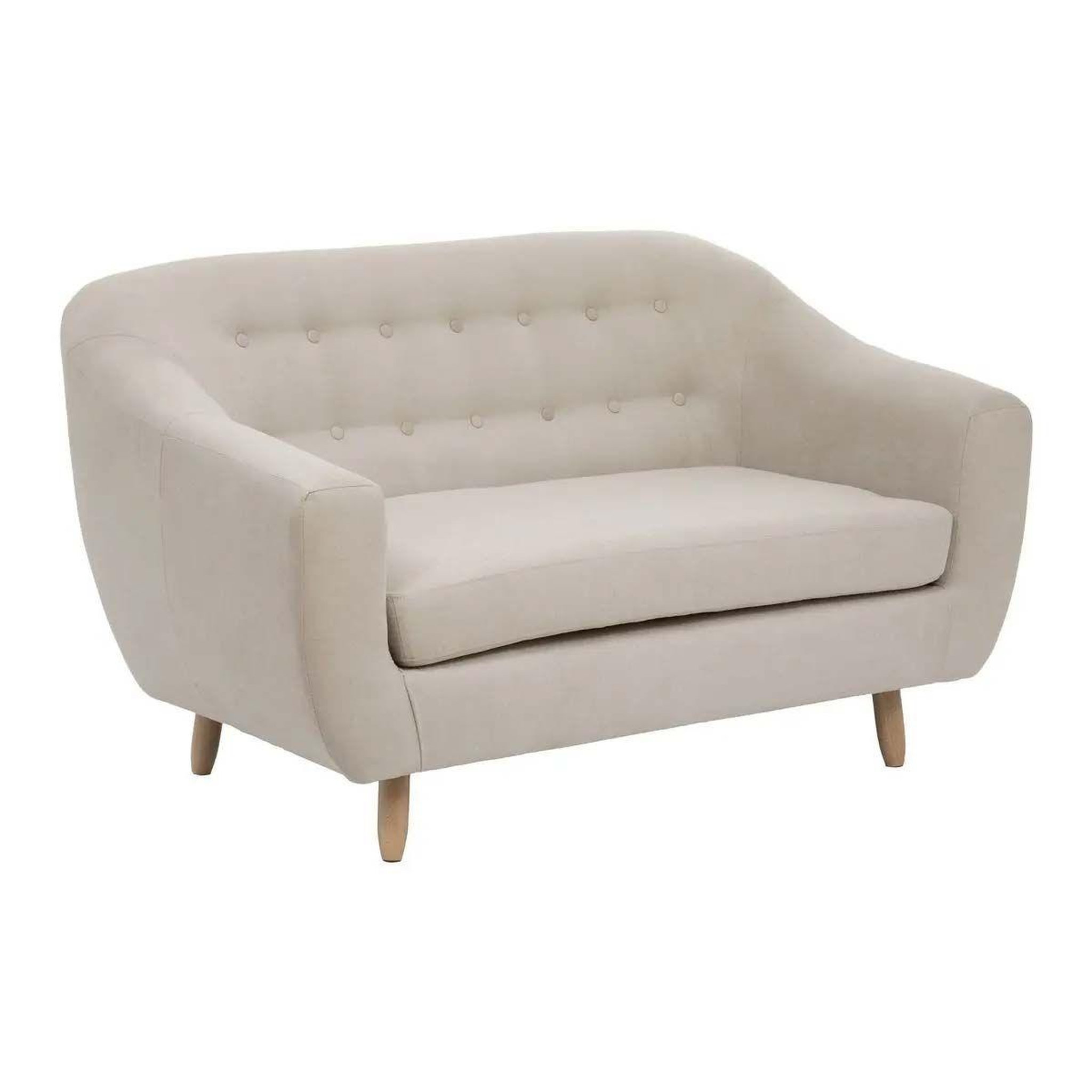 ATMOSPHERA Canapé 2 places design  rétro  150cm beige lin