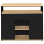 Voir la diapositive 3 : ID MARKET Meuble de bar extensible en table à manger 2 personnes VITO noir et plateau bois