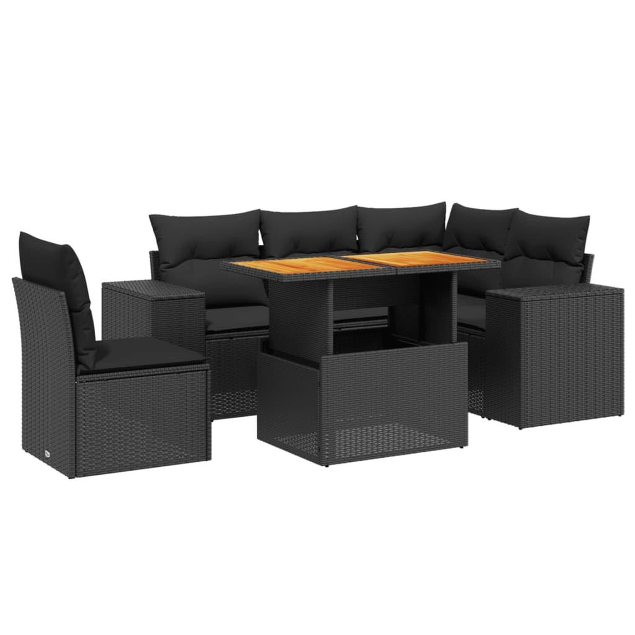 Voir la diapositive 2 : VIDAXL Salon de jardin 6 pcs avec coussins noir resine tressee