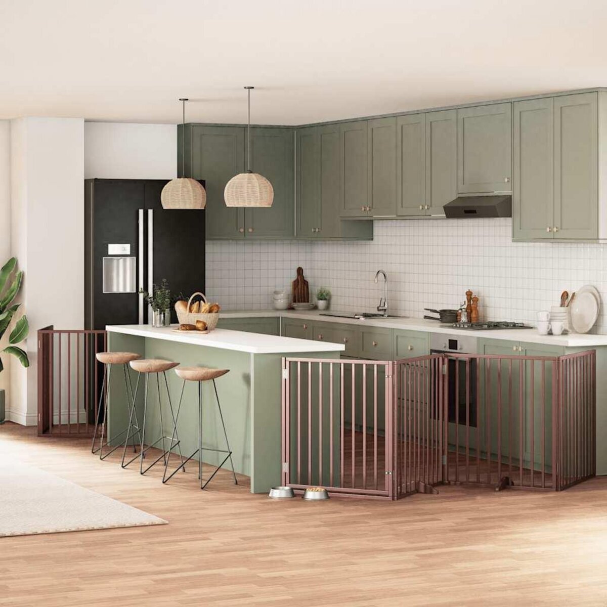 VIDAXL Barriere pour chien porte pliable 10 panneaux bois de peuplier