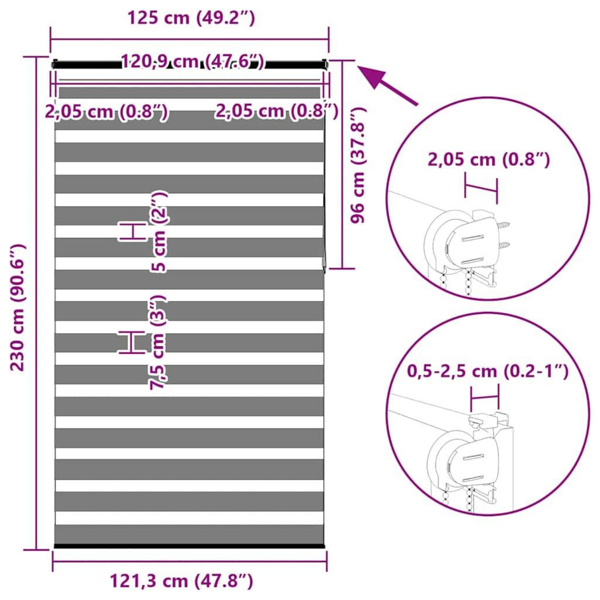 VIDAXL Store zebre marron sable largeur du tissu 120,9 cm polyester