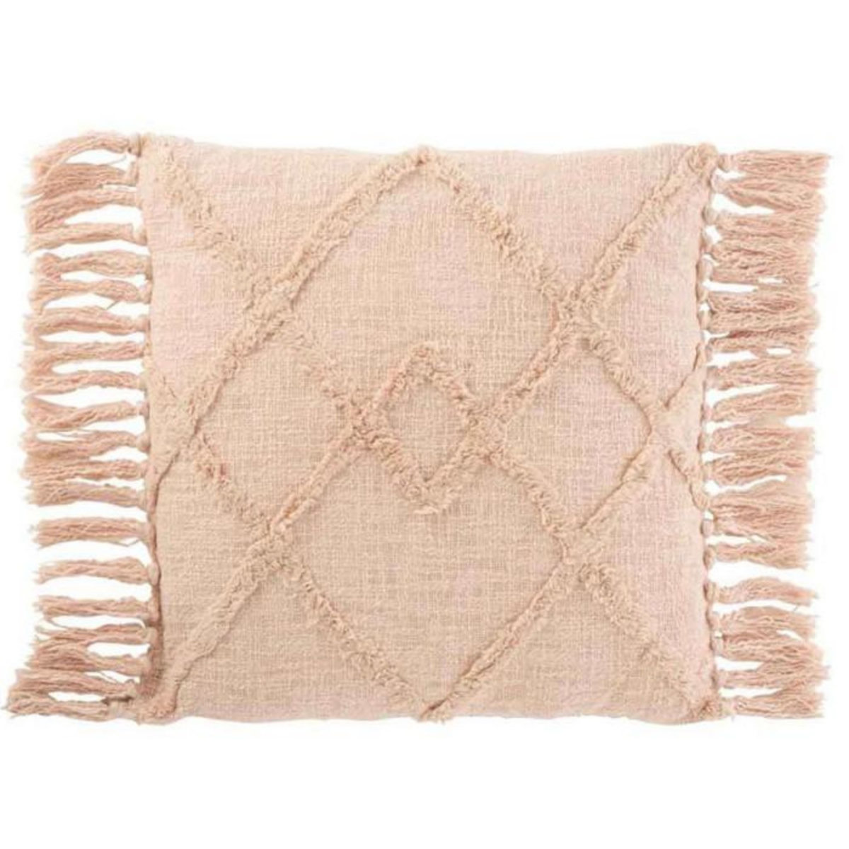 Paris Prix Coussin Déco Franges  Losange  50x50cm Rose