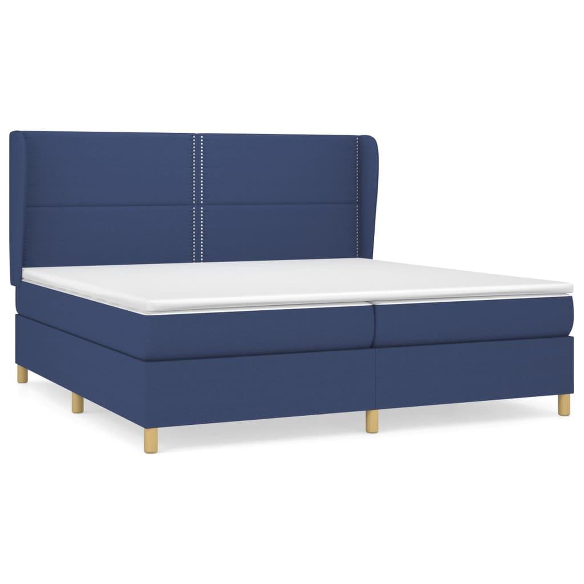 Voir la diapositive 2 : VIDAXL Sommier a lattes de lit avec matelas Bleu 200x200 cm Tissu
