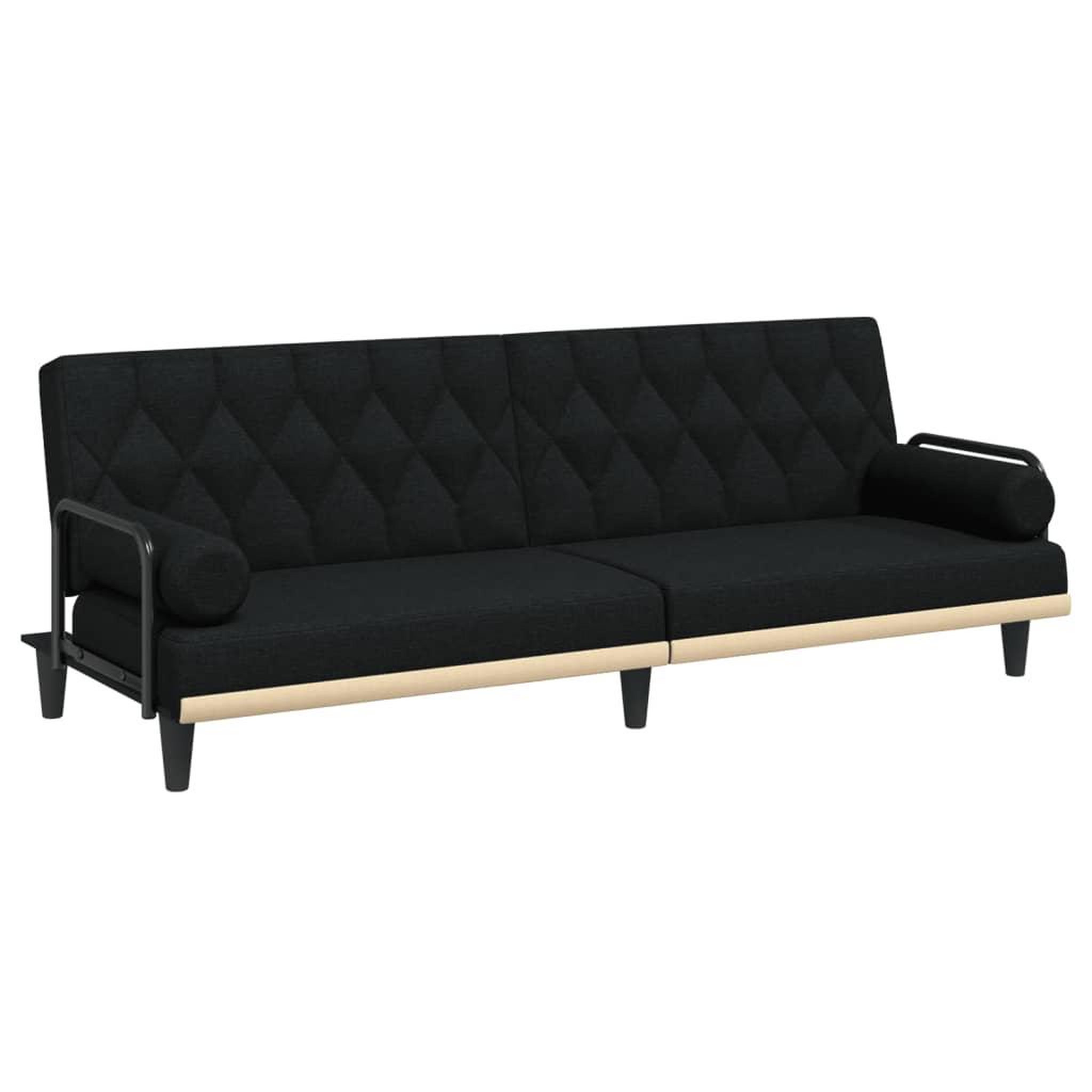 Voir la diapositive 2 : VIDAXL Canape-lit avec accoudoirs noir tissu