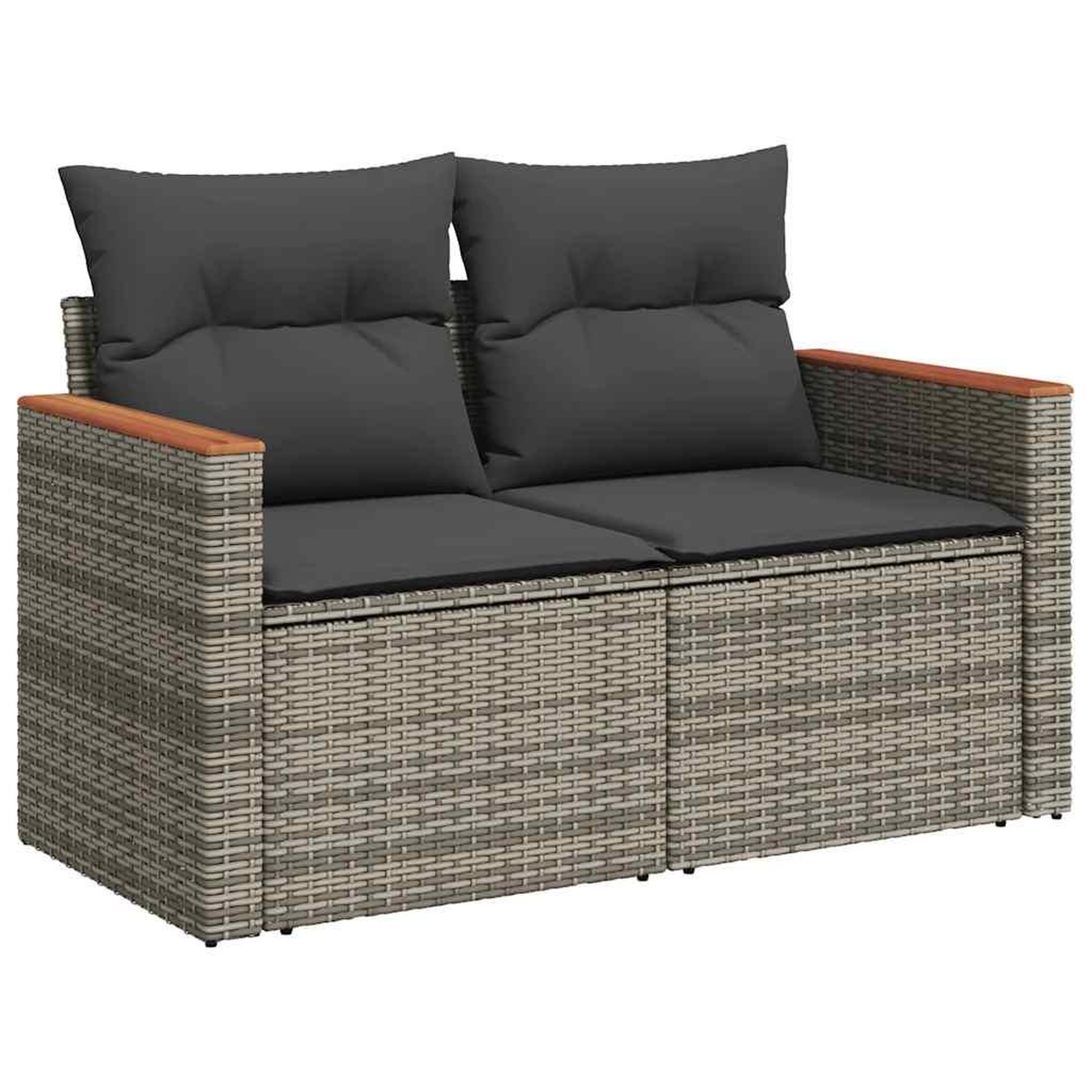 Voir la diapositive 3 : VIDAXL Salon de jardin avec coussins 10 pcs gris resine tressee acacia
