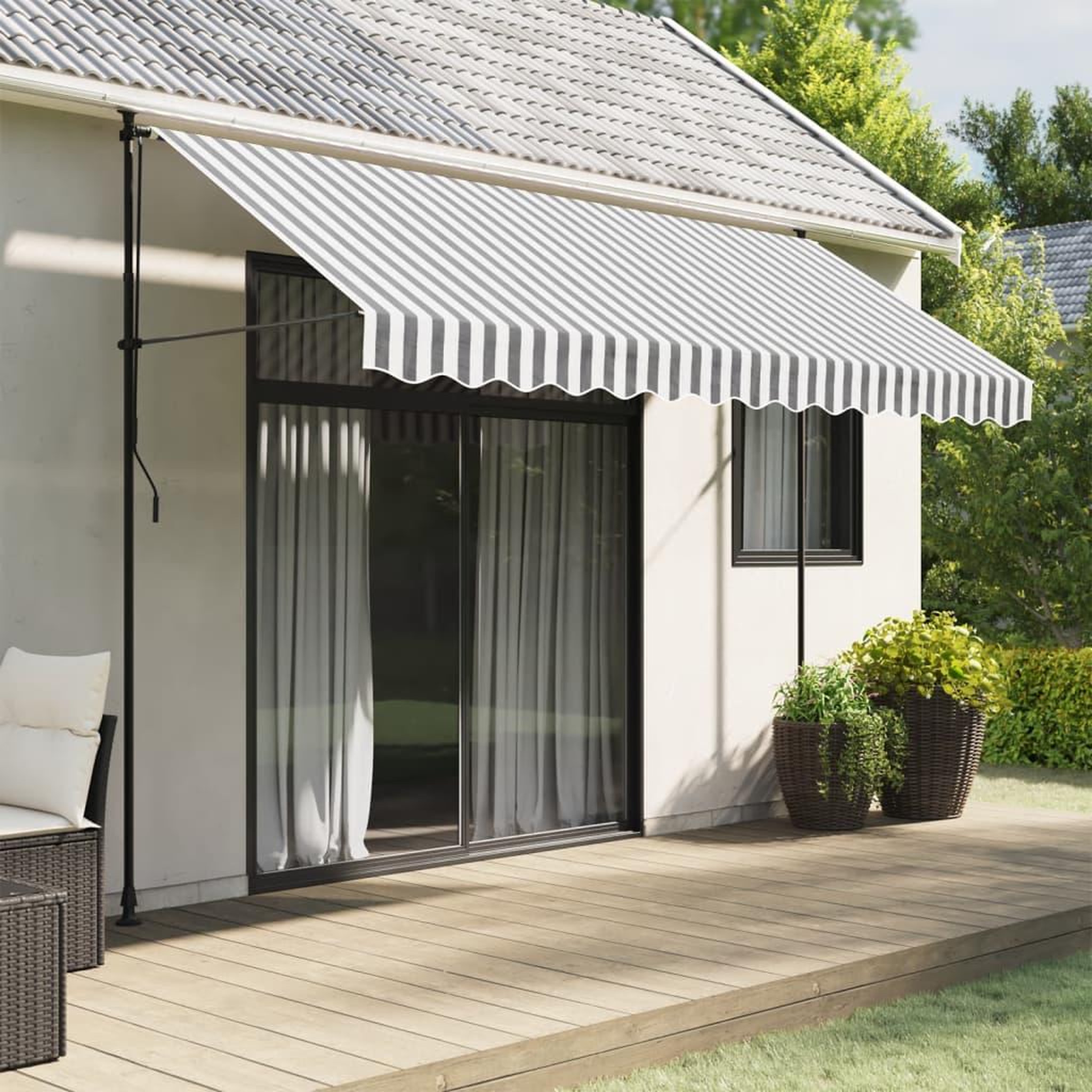 VIDAXL Tissu de remplacement de cantonniere d'auvent anthracite blanc