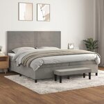 VIDAXL Sommier a lattes de lit et matelas Gris clair 200x200cm Velours