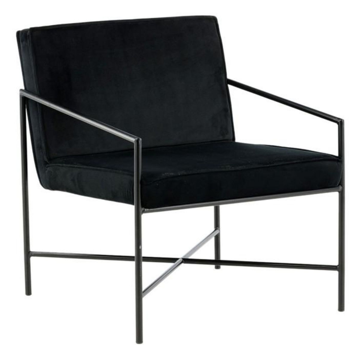 Paris Prix Fauteuil Design Velours  Rakel  78cm Noir
