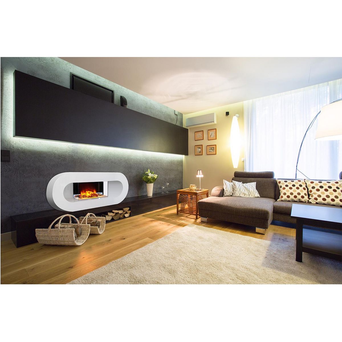 Chemin'arte Cheminée électrique 2000w blanc - ovalia