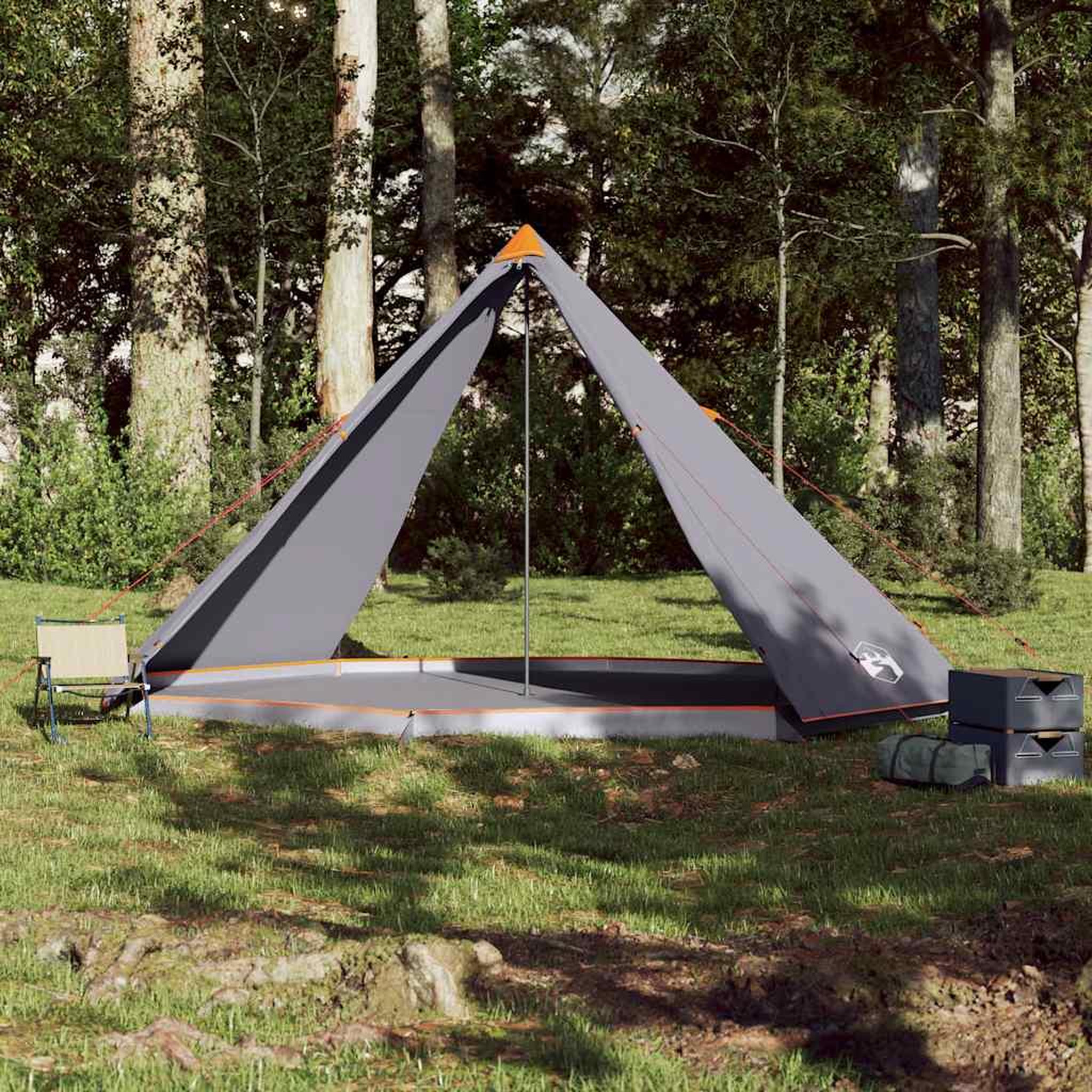Voir la diapositive 3 : VIDAXL Tente familiale tipi 8 personnes gris et orange impermeable