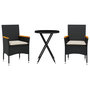 Voir la diapositive 2 : VIDAXL Ensemble de bistro avec coussins 3pcs noir resine tressee verre