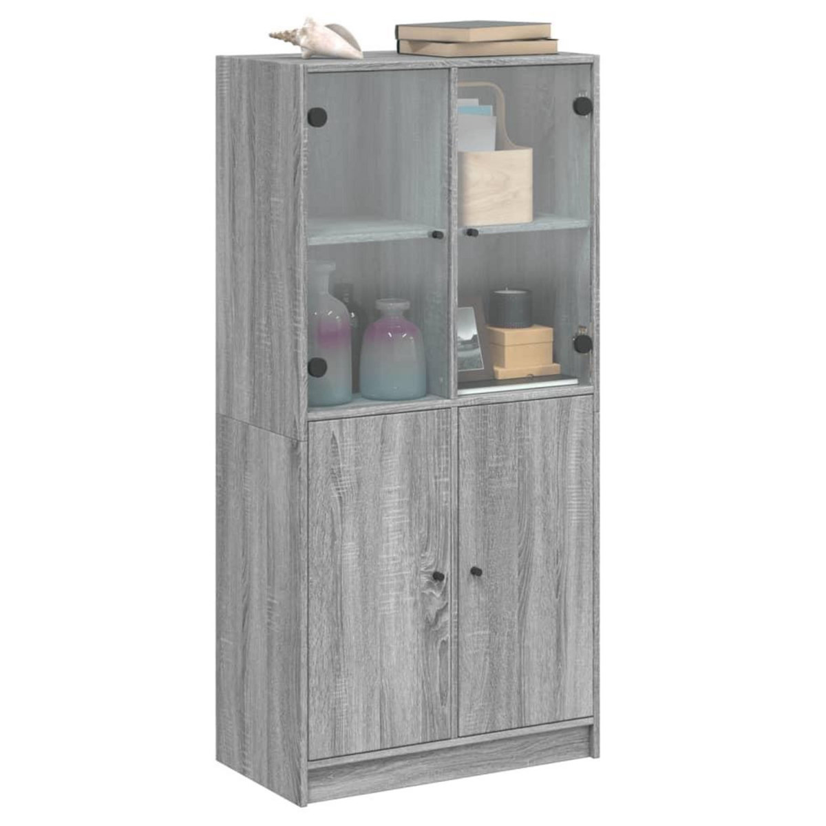 VIDAXL Buffet haut avec portes gris sonoma 68x37x142cm bois ingenierie