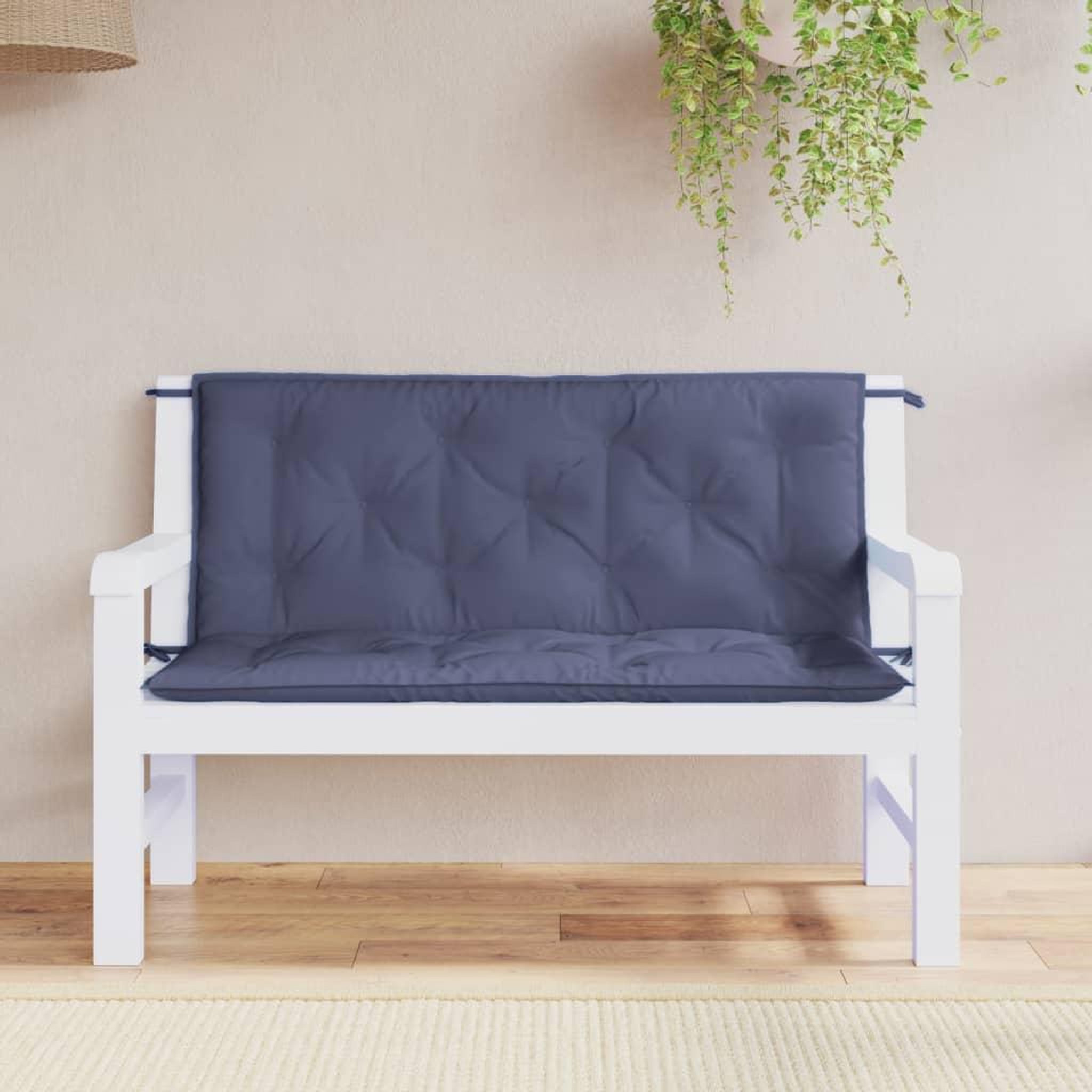 VIDAXL Coussins de banc de jardin lot de 2 bleu marine 120x50x7 cm