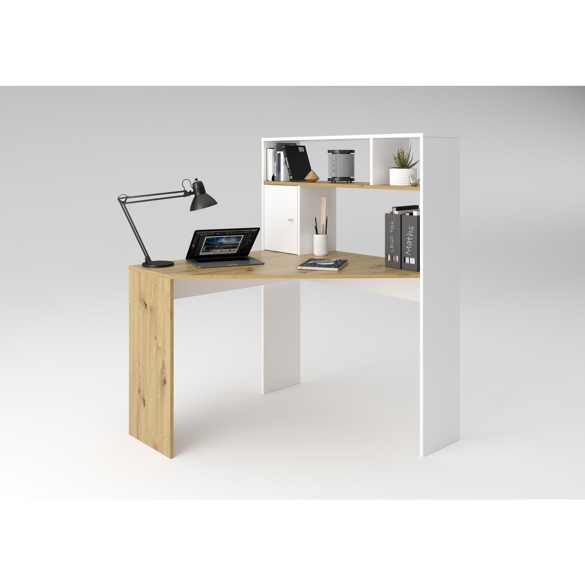 Bureau d'angle droit avec rangements L100cm HARRY
