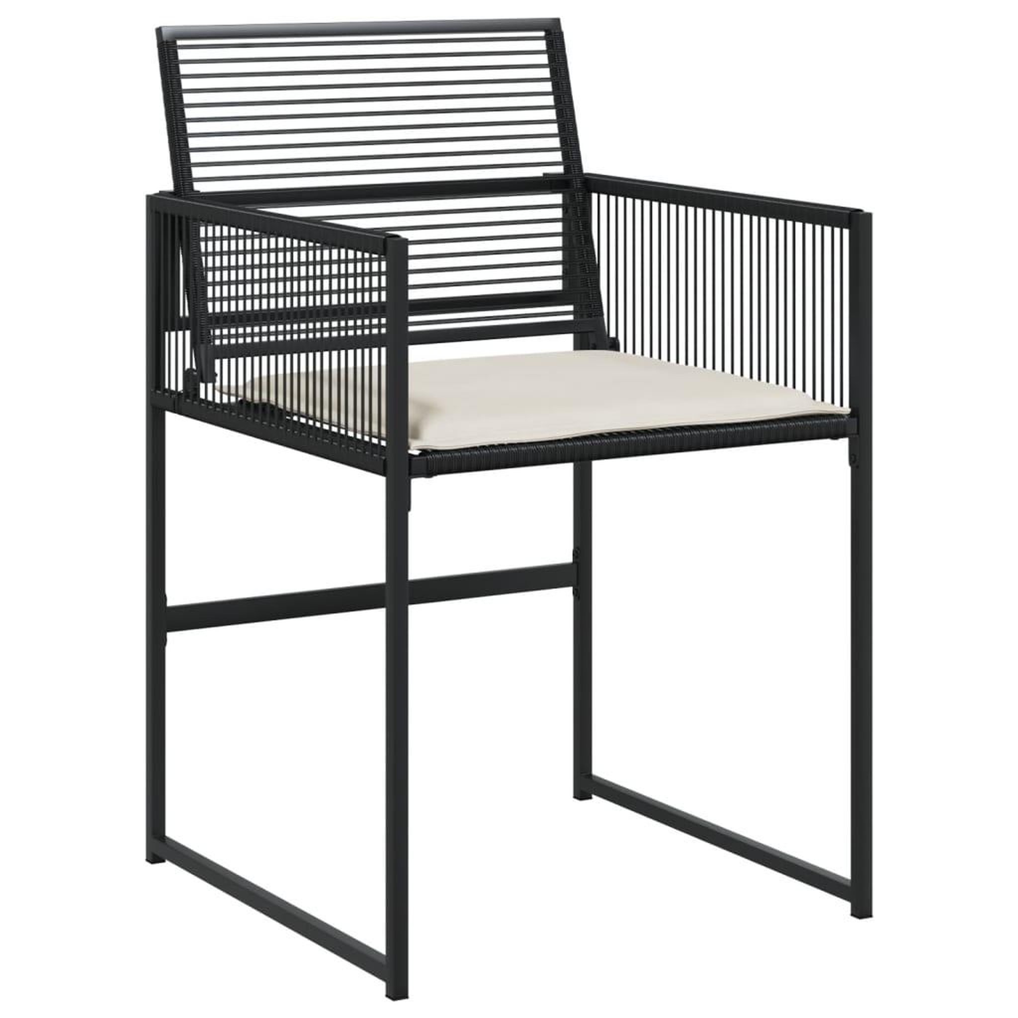 Voir la diapositive 4 : VIDAXL Chaises de jardin lot de 4 avec coussins noir resine tressee