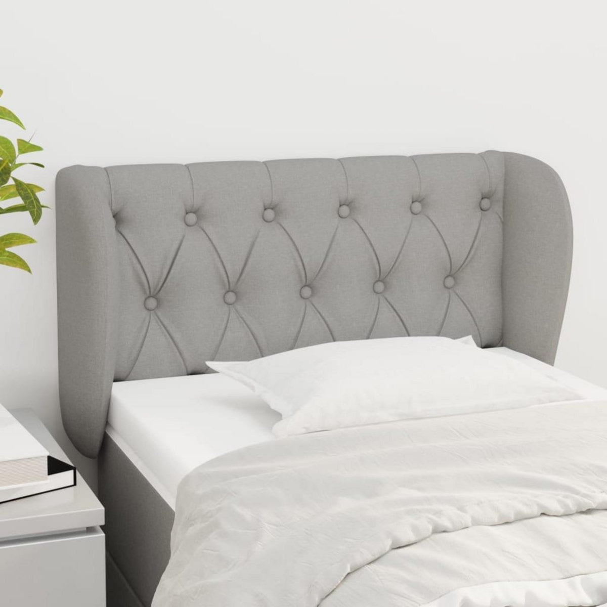 VIDAXL Tete de lit avec oreilles Gris clair 83x23x78/88 cm Tissu