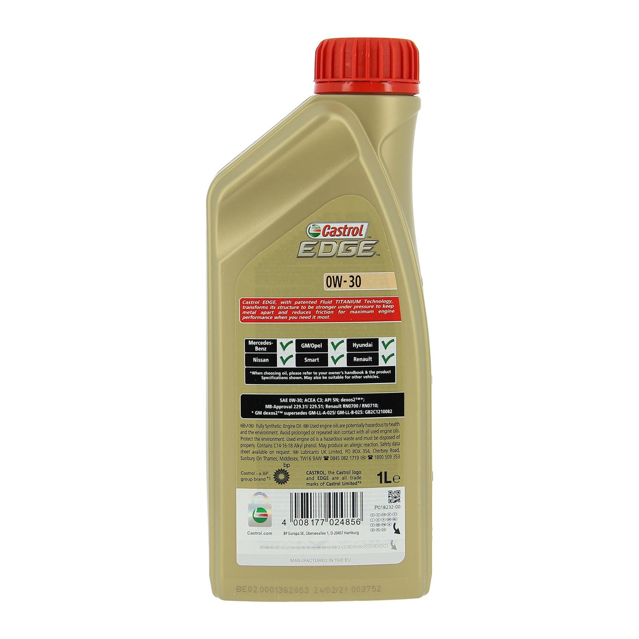Voir la diapositive 2 : Castrol Huile moteur CASTROL EDGE 0W-30 1L