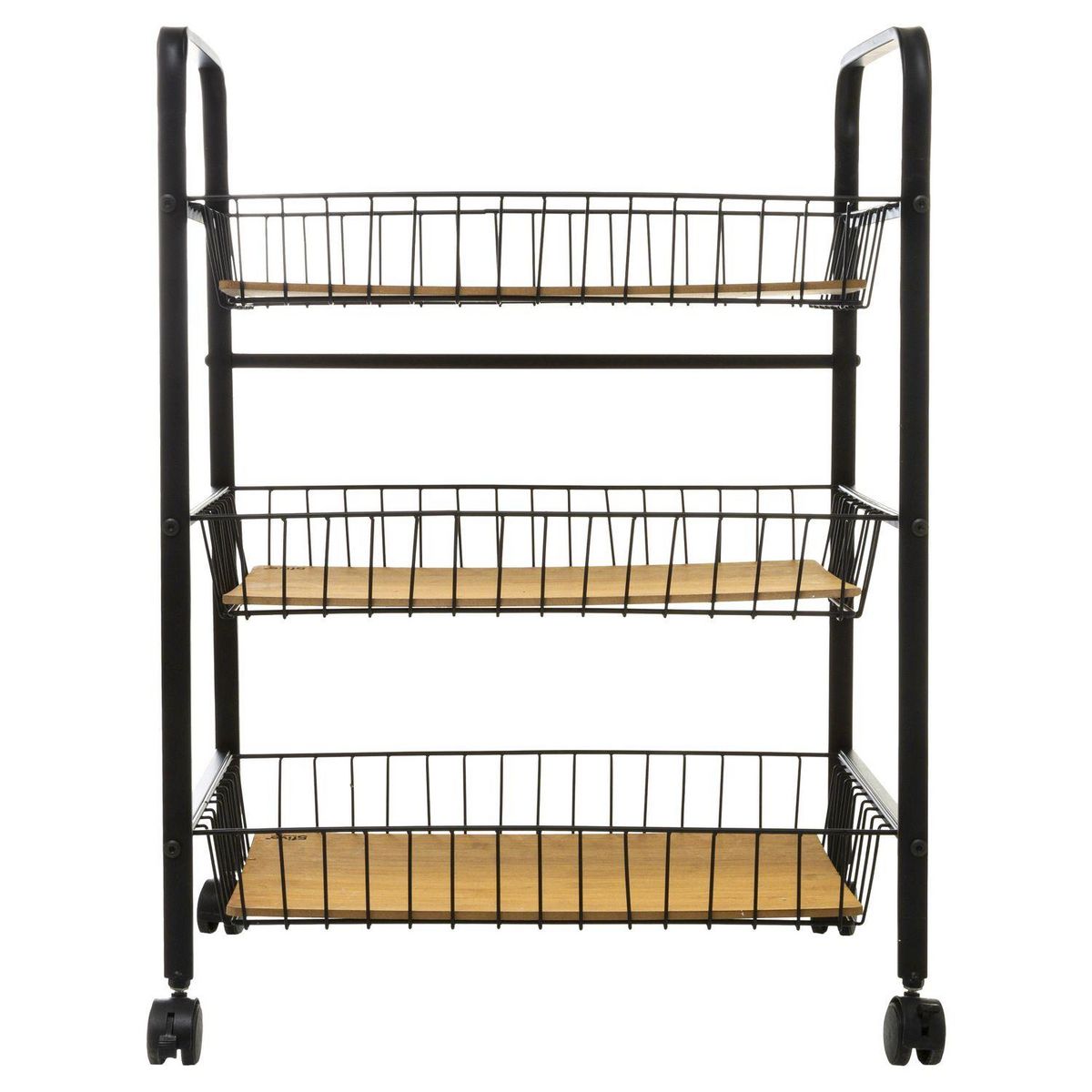 FIVE Resserre rectangulaire sur 4 roues à légumes et bocaux en métal et bois Nera - Noir