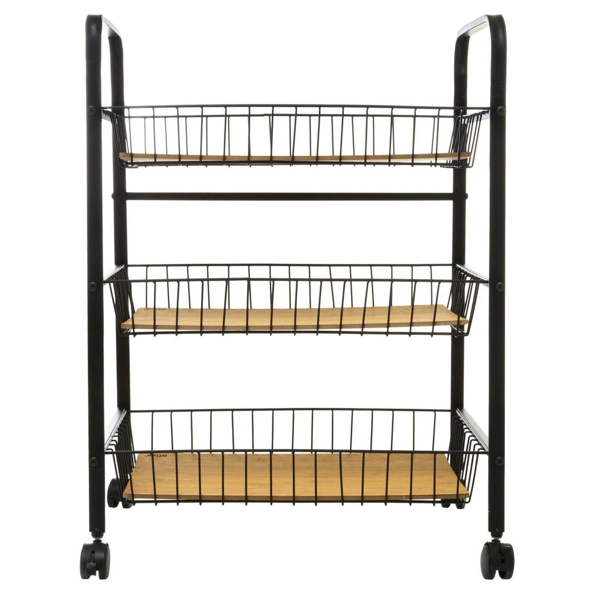 FIVE Resserre rectangulaire sur 4 roues à légumes et bocaux en métal et bois Nera - Noir