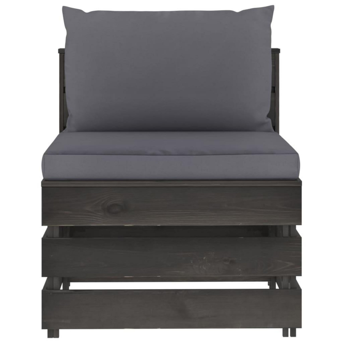 VIDAXL Canape central sectionnel avec coussins Bois impregne de gris
