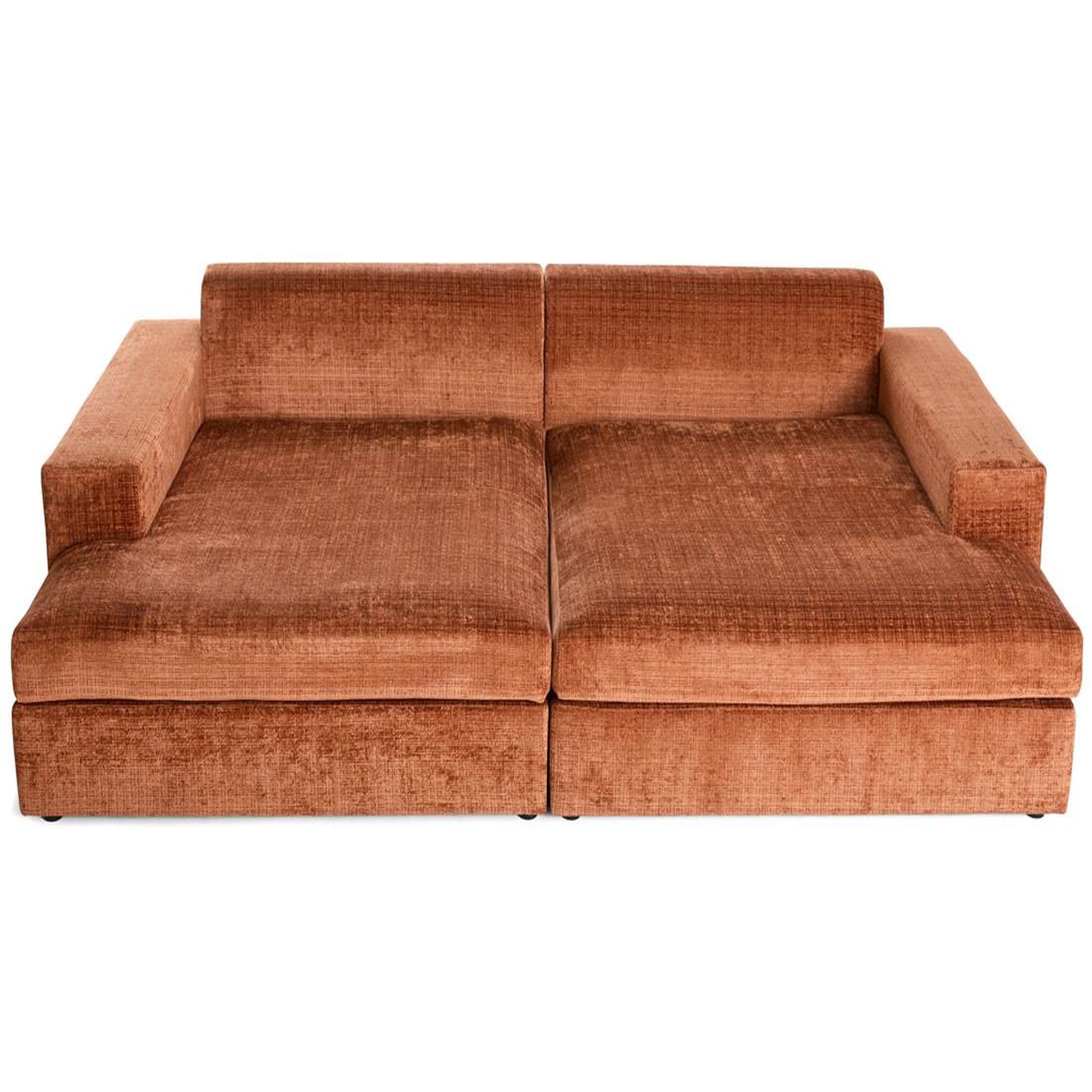 Voir la diapositive 3 : BEST MOBILIER Collins - canapé droit 4 places avec double méridienne - assise profonde - en velours texturé