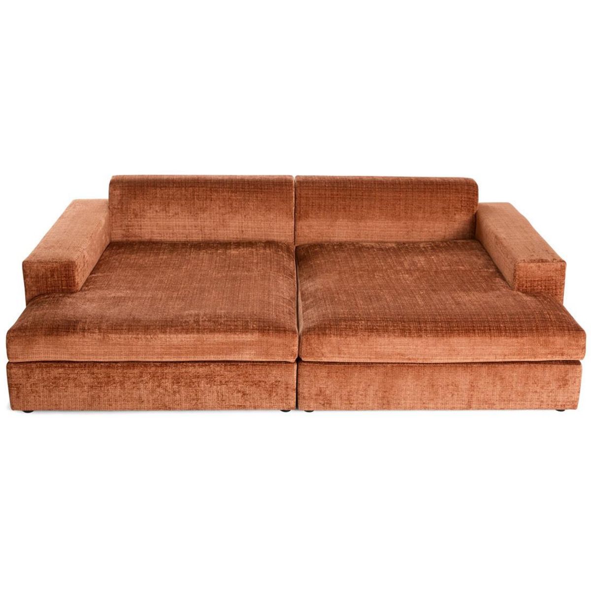 LISA DESIGN Collins - canapé droit 4 places avec double méridienne - assise profonde - en velours texturé