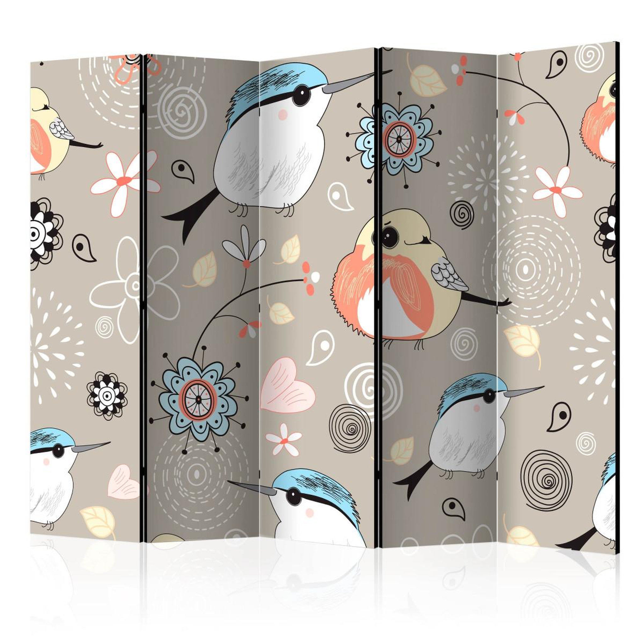 Paris Prix Paravent 5 volets  natural pattern with birds  172x225cm