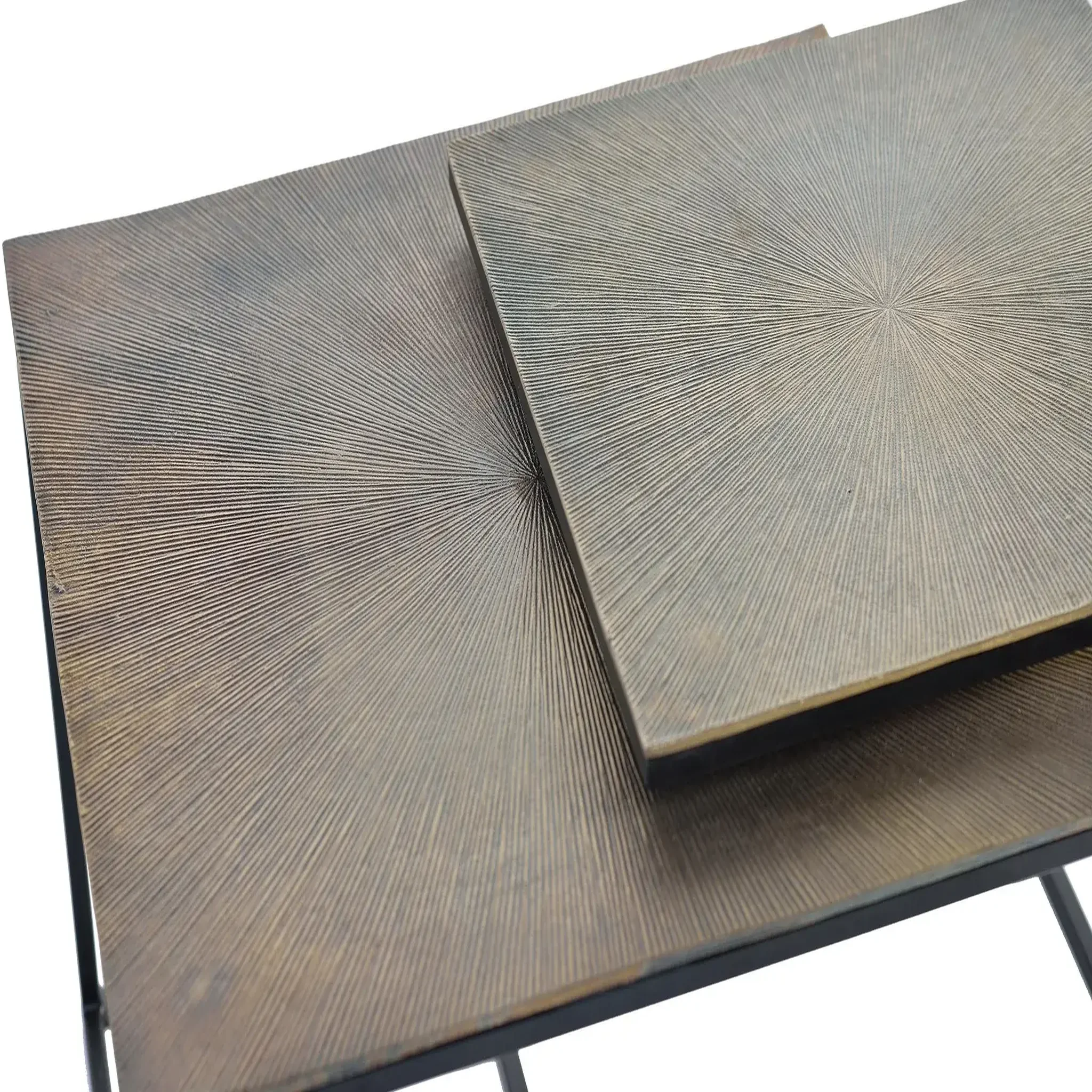 Voir la diapositive 3 : GINER Y COLOMER SL Lot de 2 tables basses de bronze grand 62 cm, petite 46 cm style industriel vintage