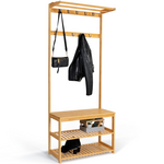 ID MARKET Vestiaire d'entrée bambou LANA portant à vêtements et chaussures