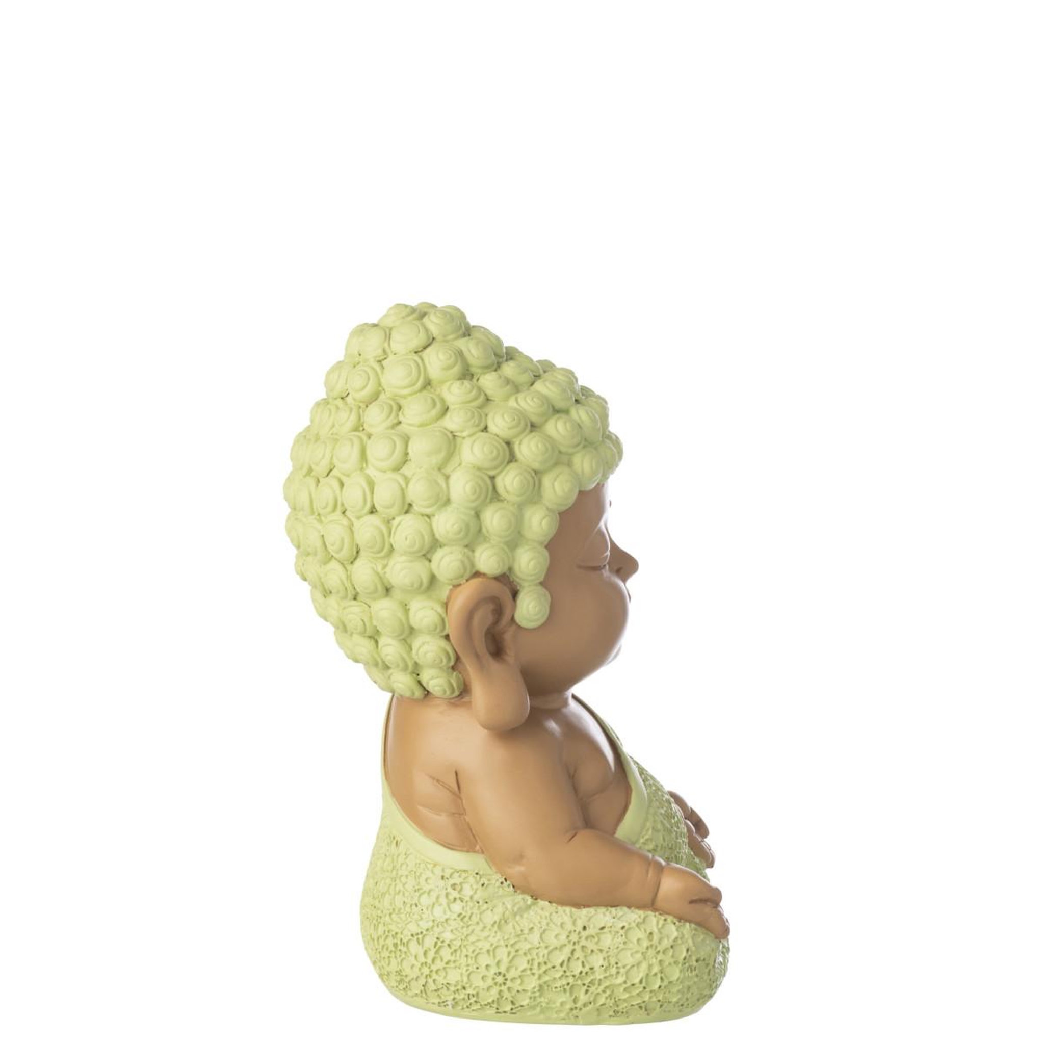Voir la diapositive 2 : J-LINE Statuette déco moine zen  boudhi  20cm vert