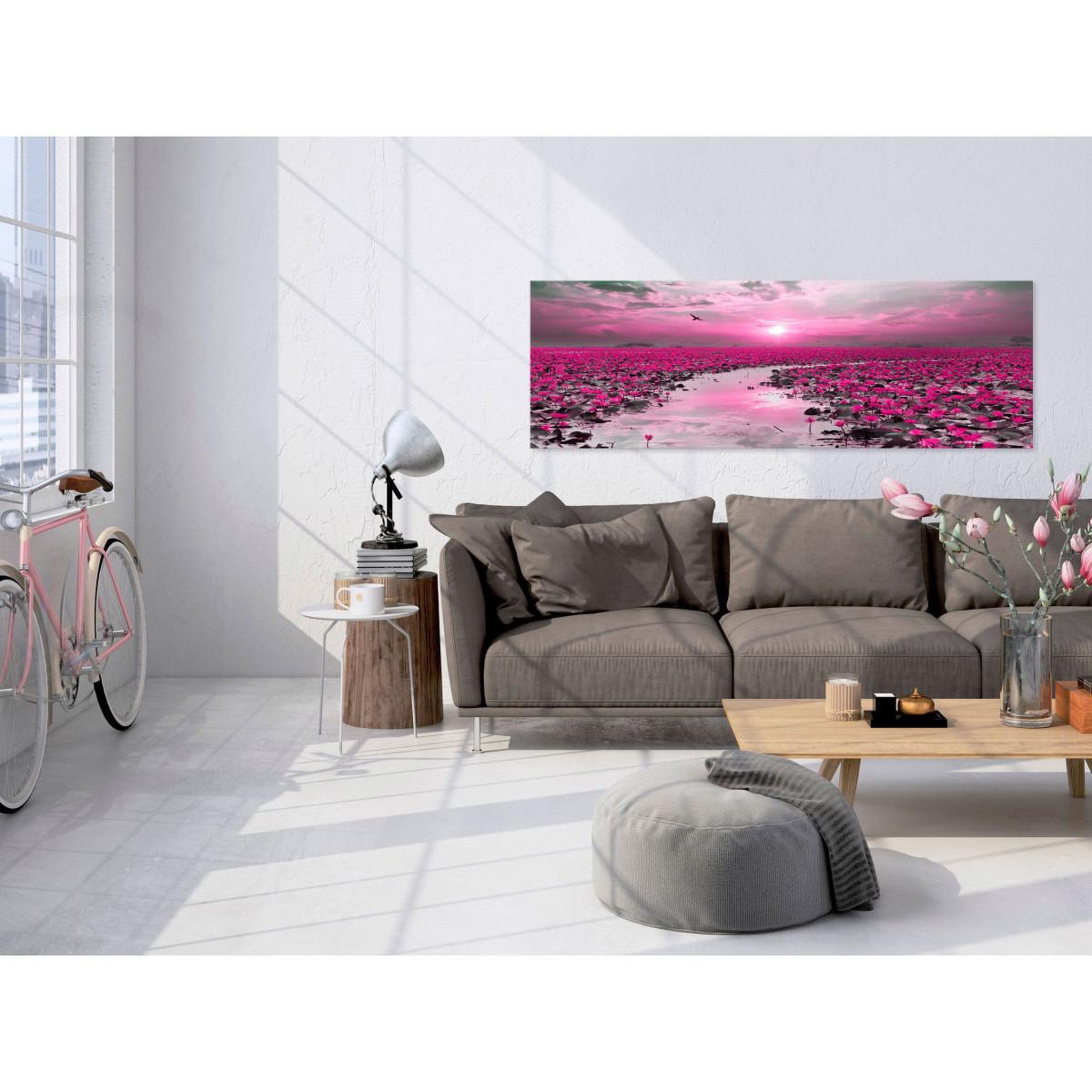 Voir la diapositive 2 : Paris Prix Tableau imprimé  lilies & sunset narrow