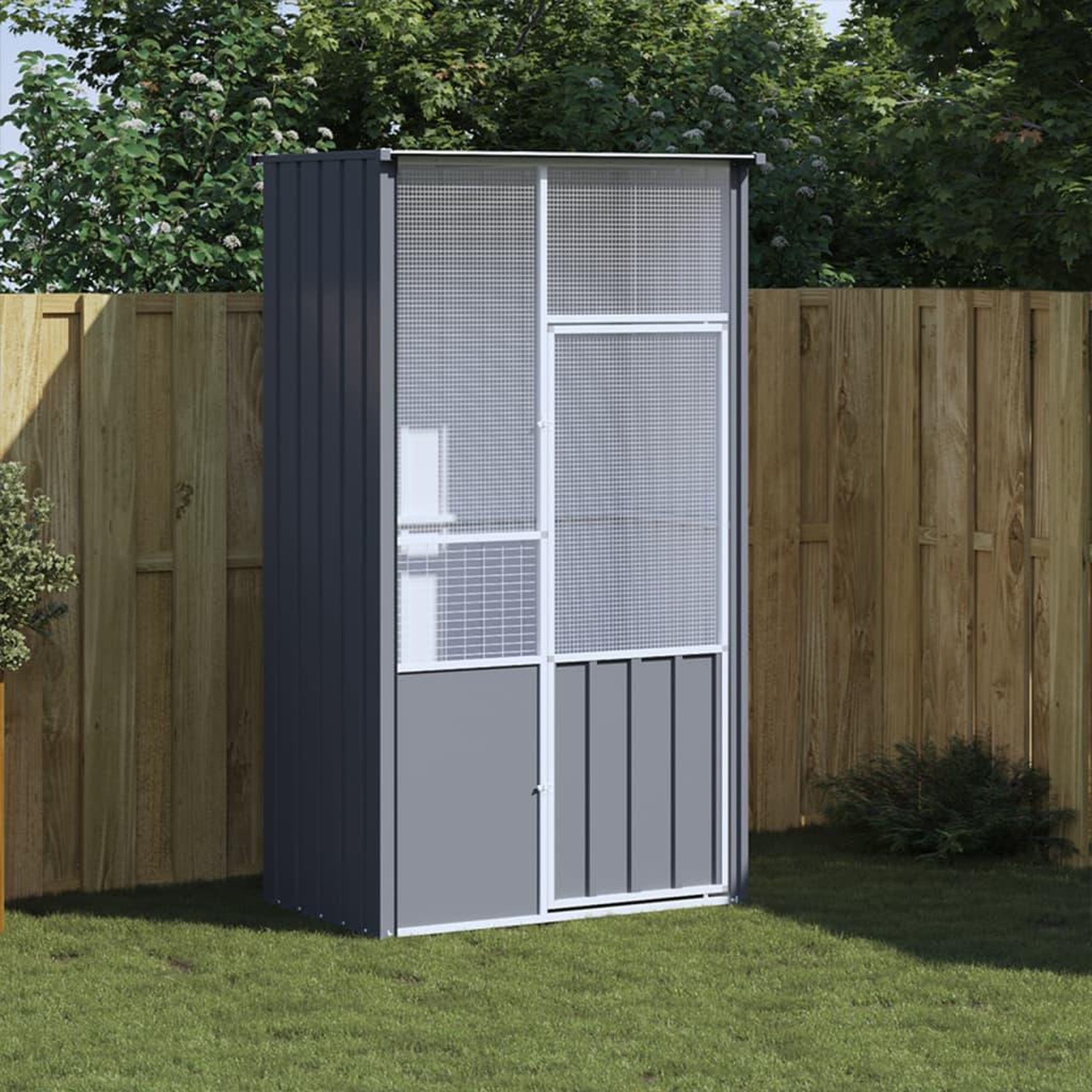 Voir la diapositive 1 : VIDAXL Cage a oiseaux anthracite 115x78x200 cm acier galvanise
