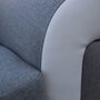 Canapé d'angle convertible réversible 4 places CAPRI tissu gris clair/pu blanc