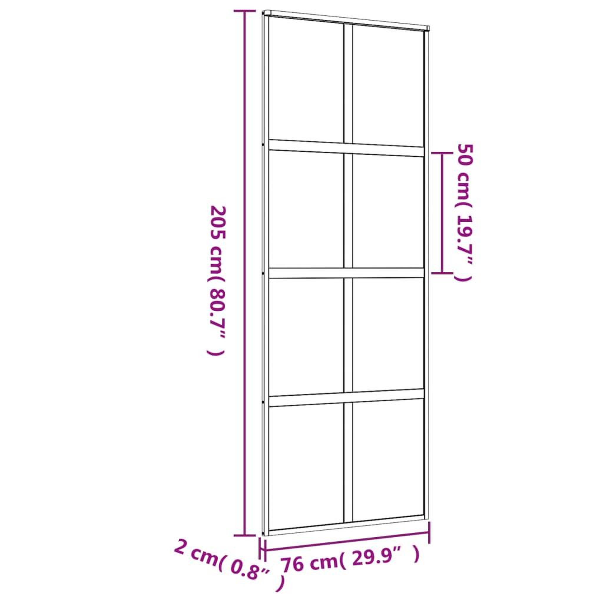 Voir la diapositive 6 : VIDAXL Porte coulissante dore 76x205 cm verre ESG depoli et aluminium