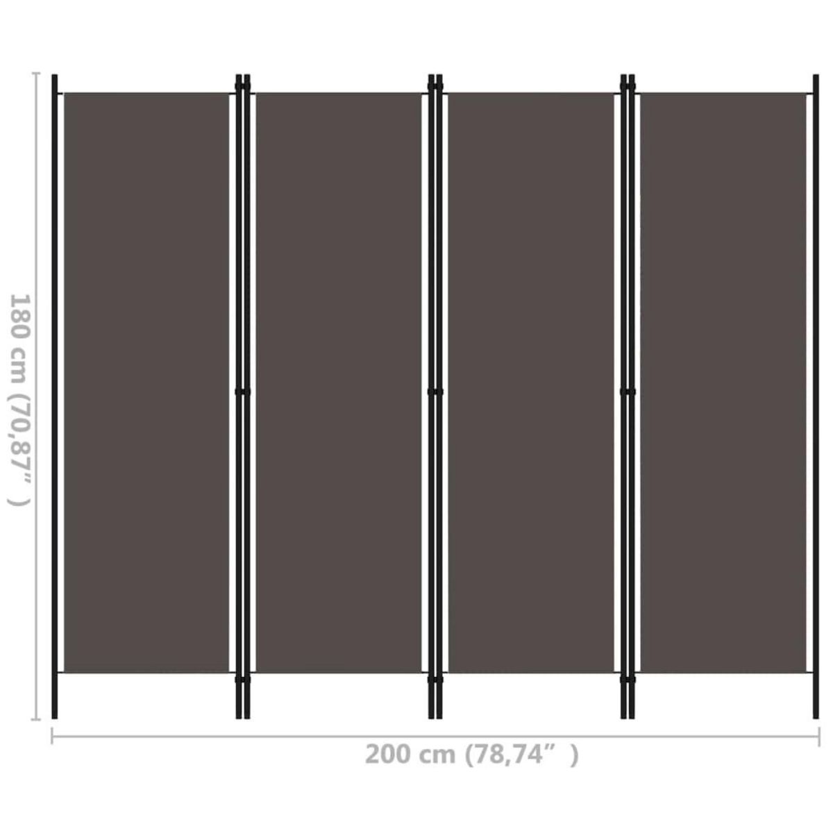 VIDAXL Cloison de separation 4 panneaux Anthracite 200x180 cm