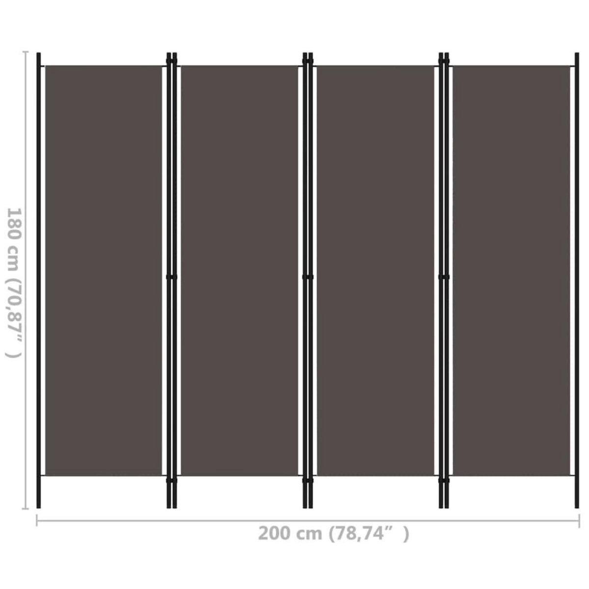 VIDAXL Cloison de separation 4 panneaux Anthracite 200x180 cm