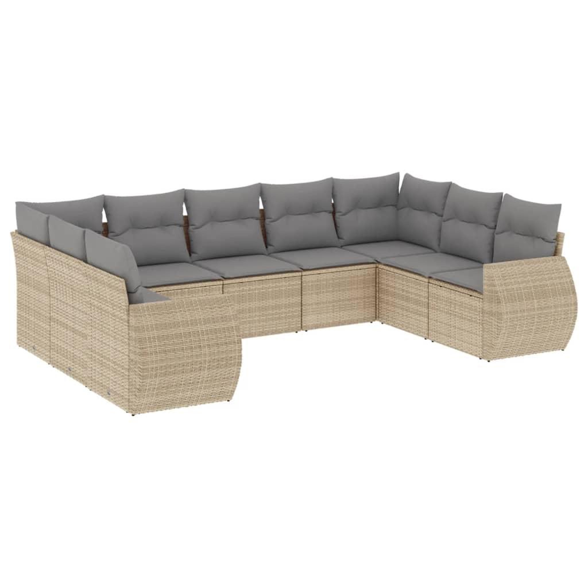 Voir la diapositive 2 : VIDAXL Salon de jardin avec coussins 9 pcs beige resine tressee