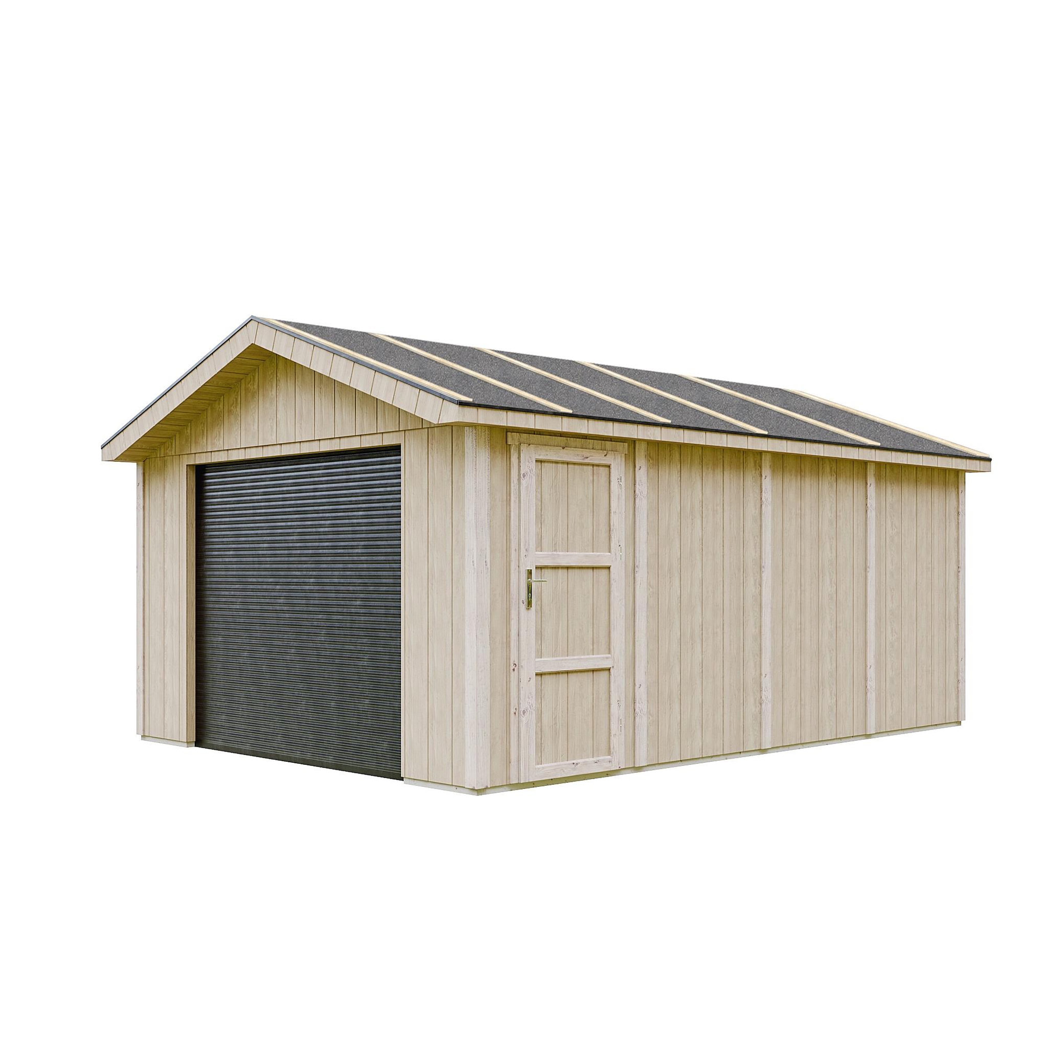 TIMBELA Garage qualité premium 17m² l378xl530 cm garage pour auto, moto, vélos, machines de jardinage m991b. Coloris disponibles : Marron, Gris, Beige, Rouge, Jaune