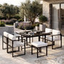 Voir la diapositive 4 : MERAX Salon de jardin 6 places 7 pièces avec table, chaises, fauteuils et repose-pieds, blanc noir