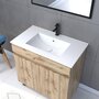 Aurlane Meuble salle de bain 80x80 - Finition chene naturel + vasque blanche + miroir - TIMBER 80 - Pack25