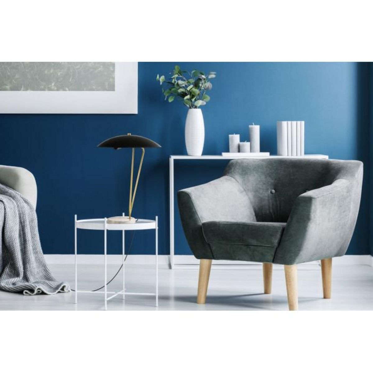 Paris Prix Lampe à Poser Design  Kayani  58cm Or & Blanc