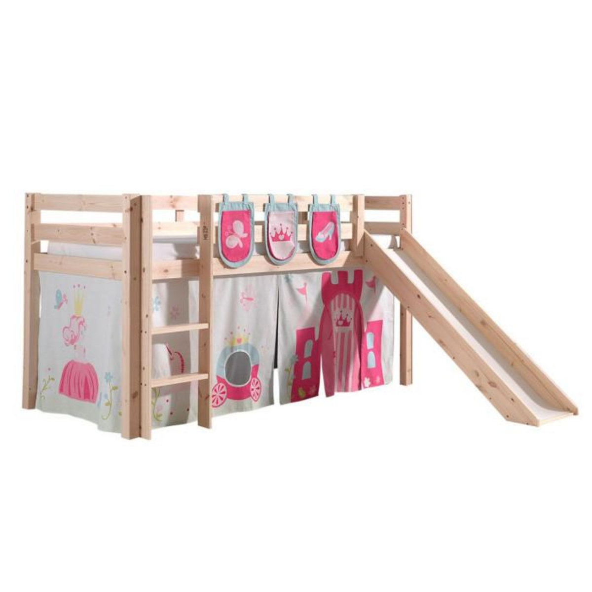 Paris Prix Pack - Lit Enfant Toboggan, Tente & 3 Pochettes  Pino Princesse  Naturel